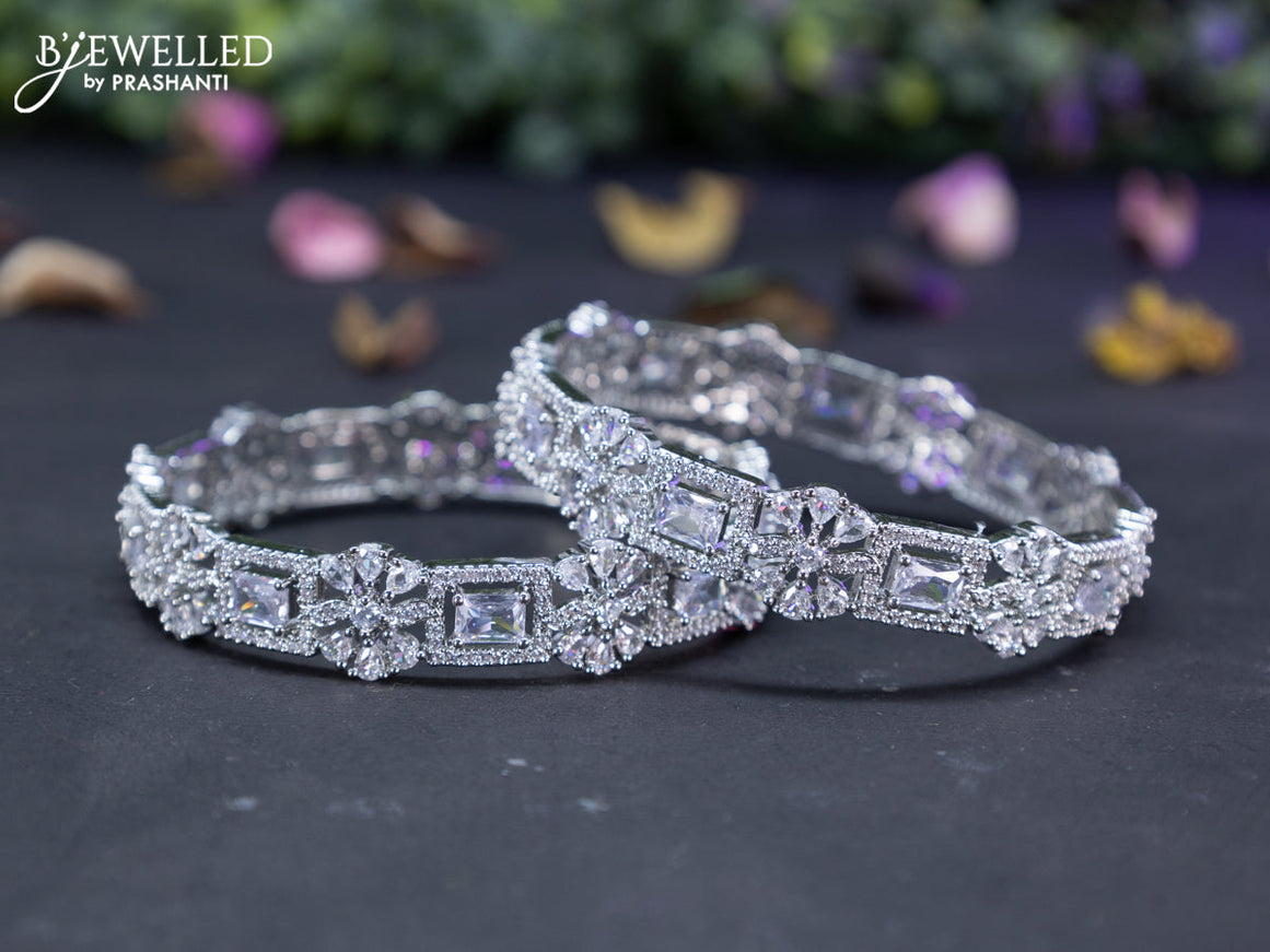 Zircon bangles floral design with cz stones