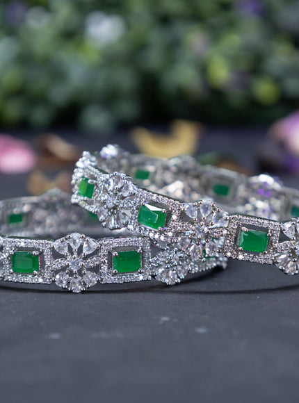 Zircon bangles floral design with emerald and cz stones