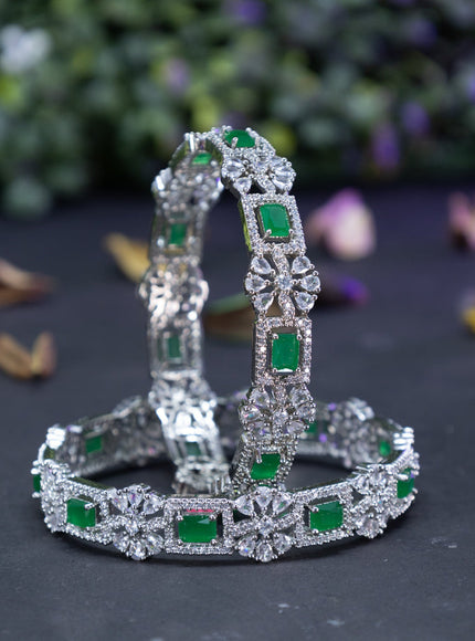 Zircon bangles floral design with emerald and cz stones