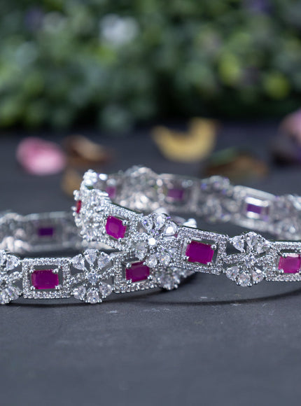 Zircon bangles floral design with ruby and cz stones