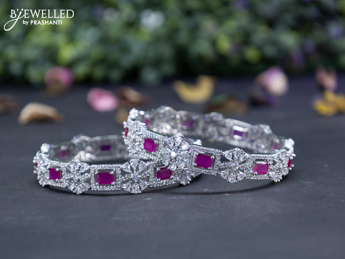 Zircon bangles floral design with ruby and cz stones