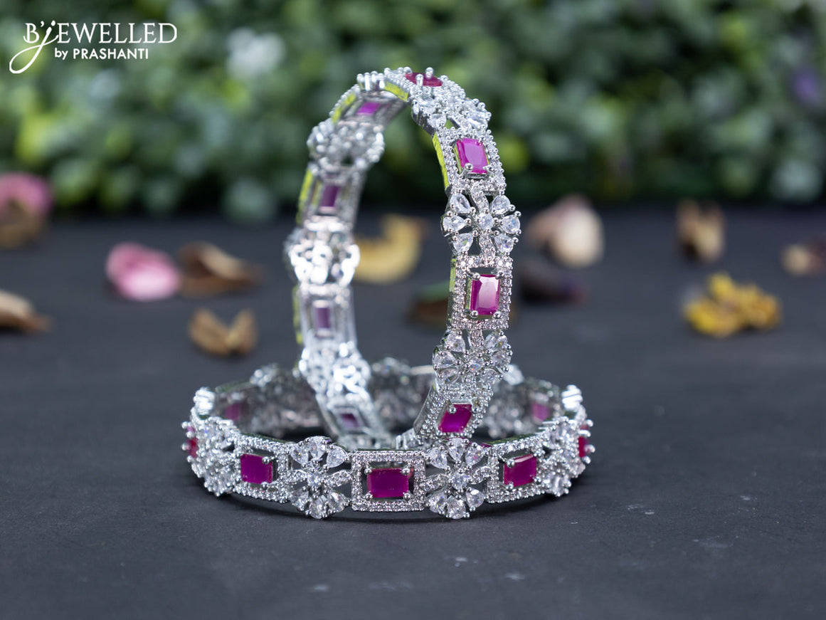 Zircon bangles floral design with ruby and cz stones