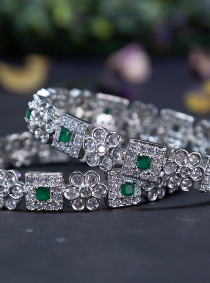 Zircon bangles floral design with emerald and cz stones