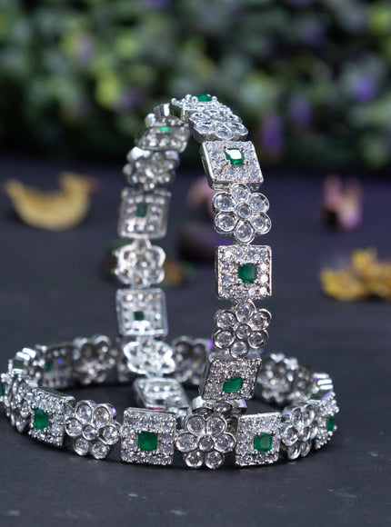 Zircon bangles floral design with emerald and cz stones