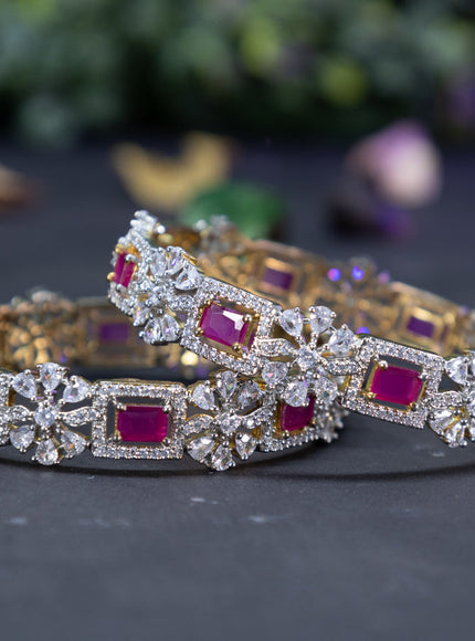 Zircon bangles floral design with ruby and cz stones