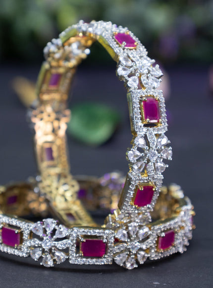 Zircon bangles floral design with ruby and cz stones