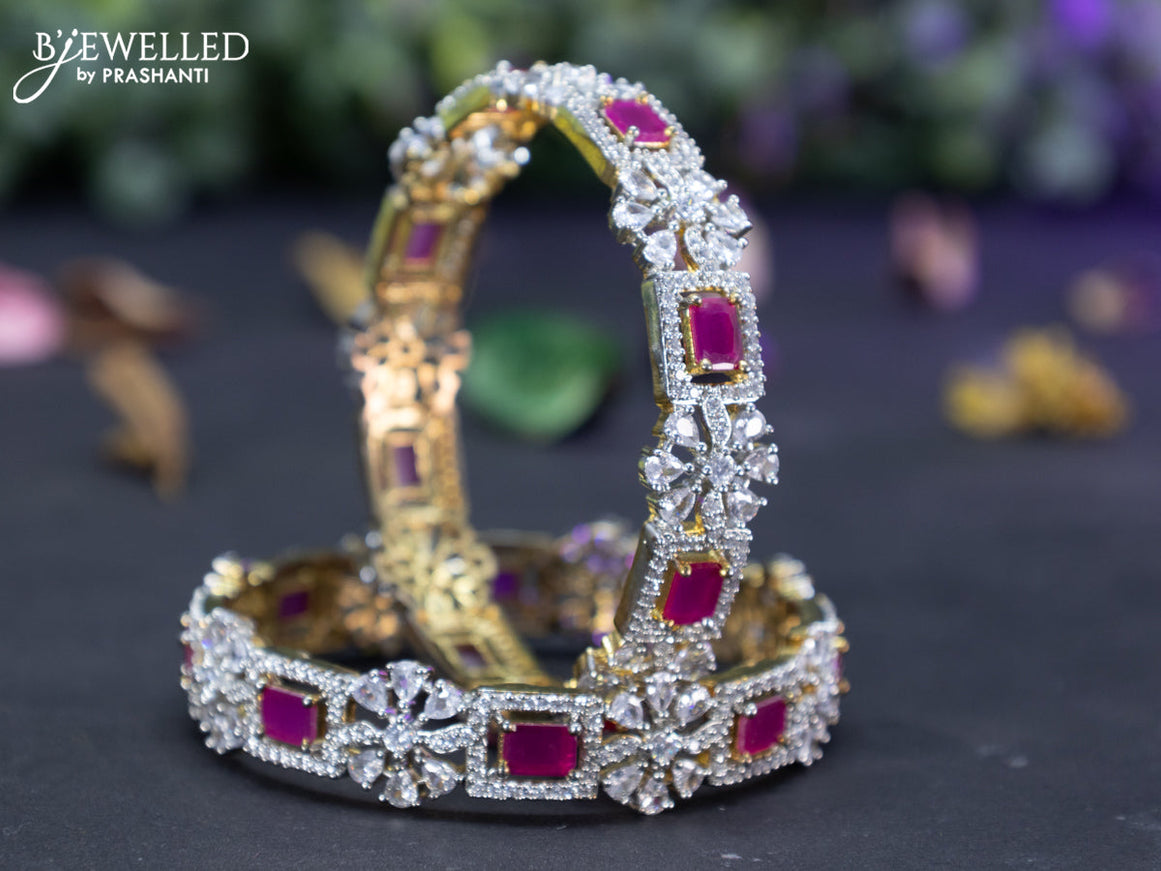 Zircon bangles floral design with ruby and cz stones