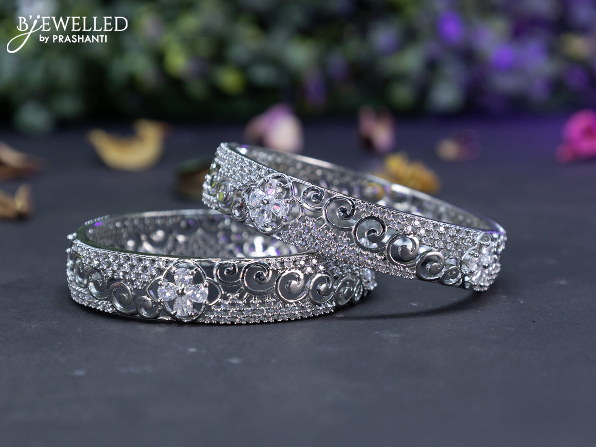 Zircon bangles floral design with cz stones