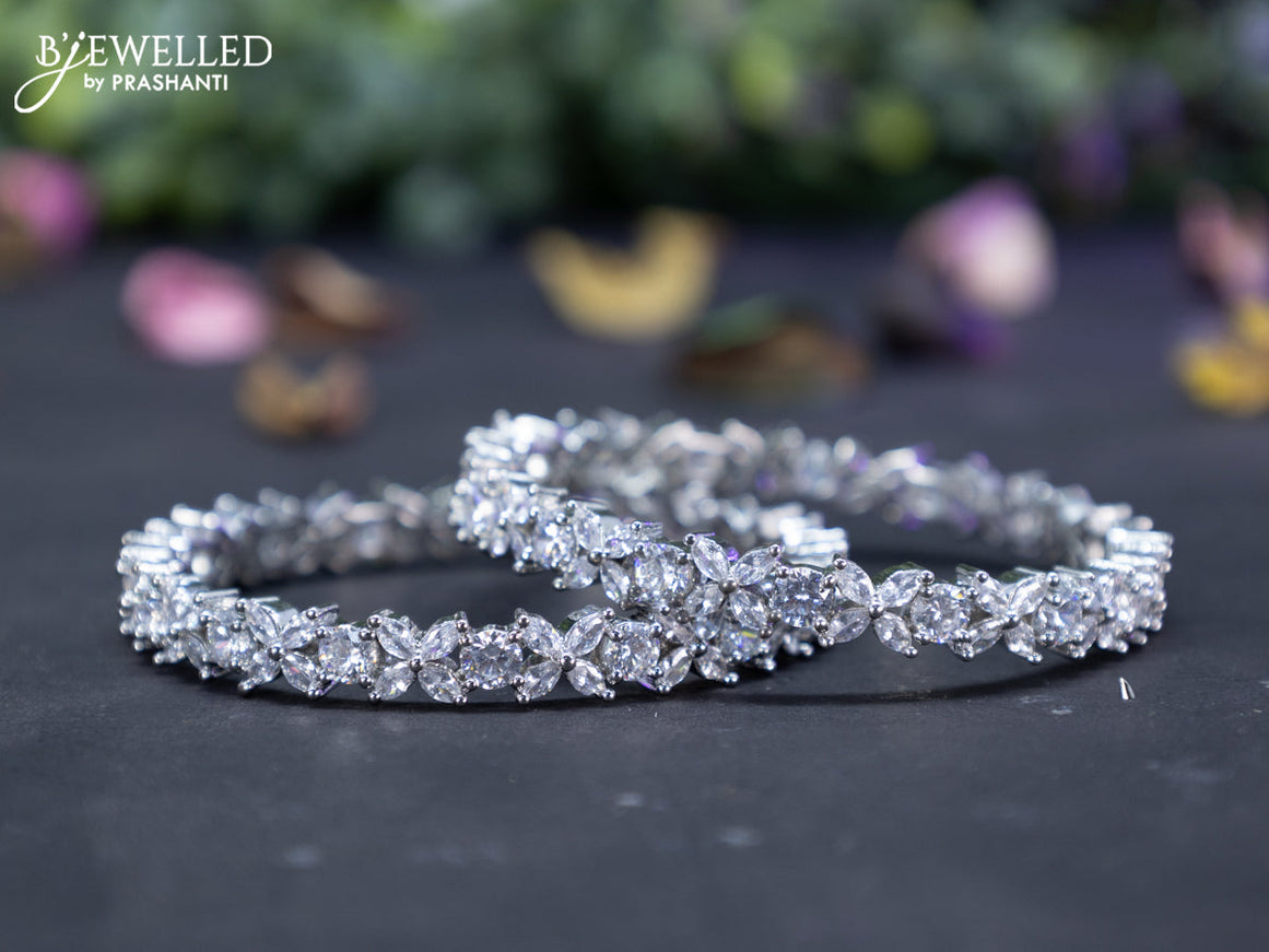 Zircon bangles floral design with cz stones