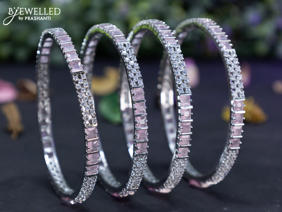 Zircon bangles floral design with baby pink and cz stones