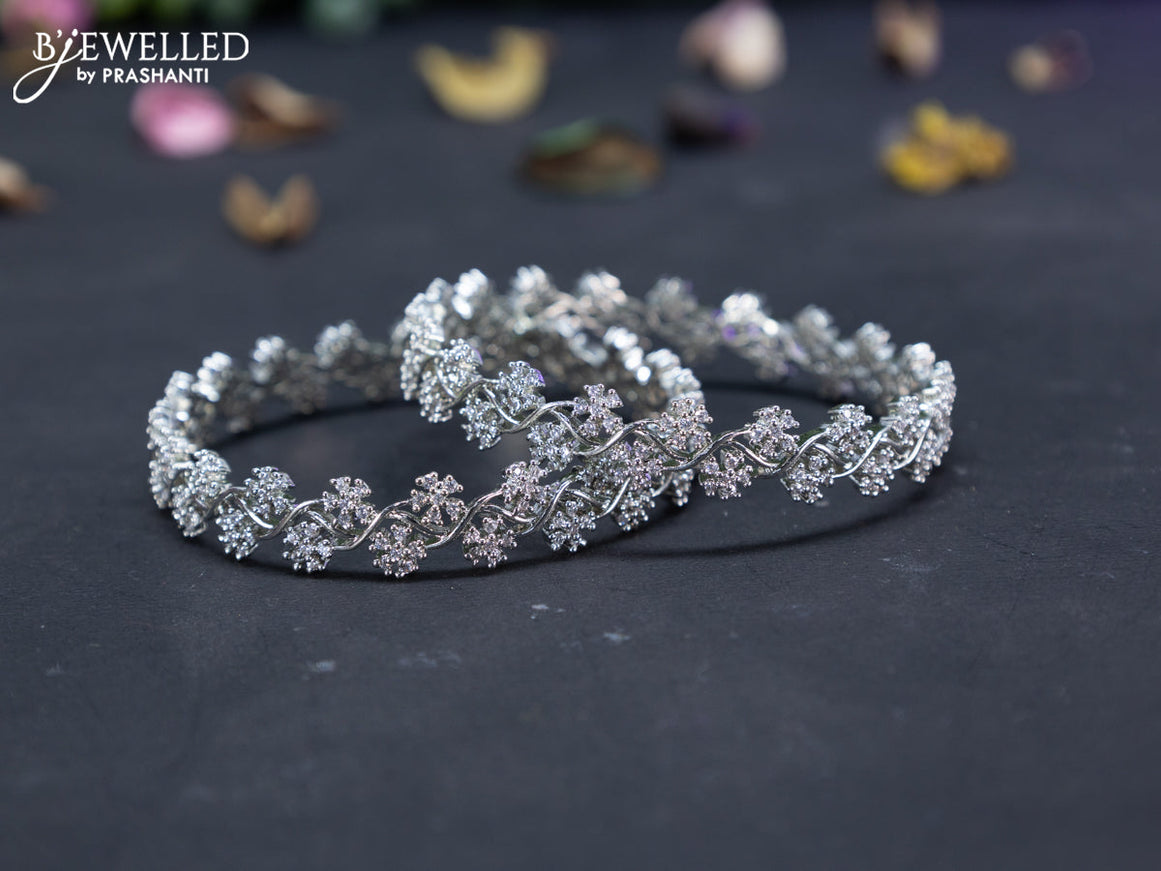 Zircon bangles floral design with cz stones