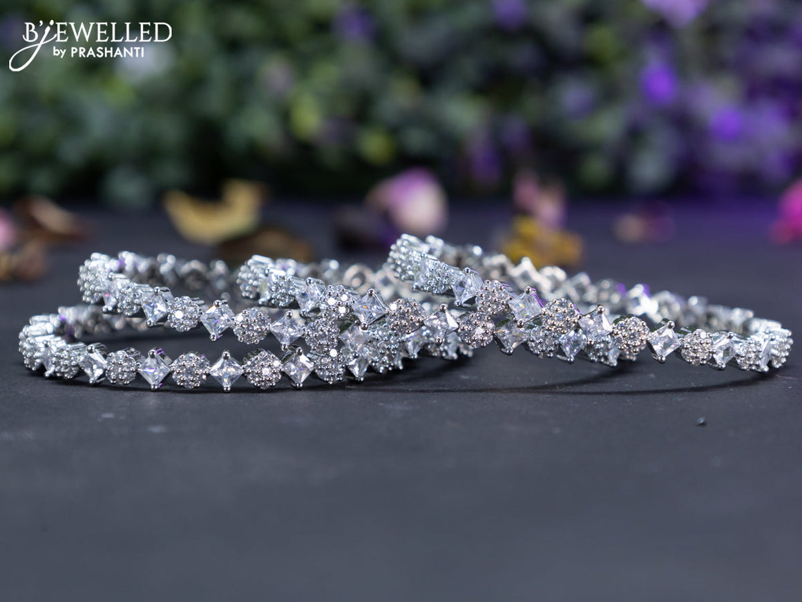 Zircon bangles floral design with cz stones