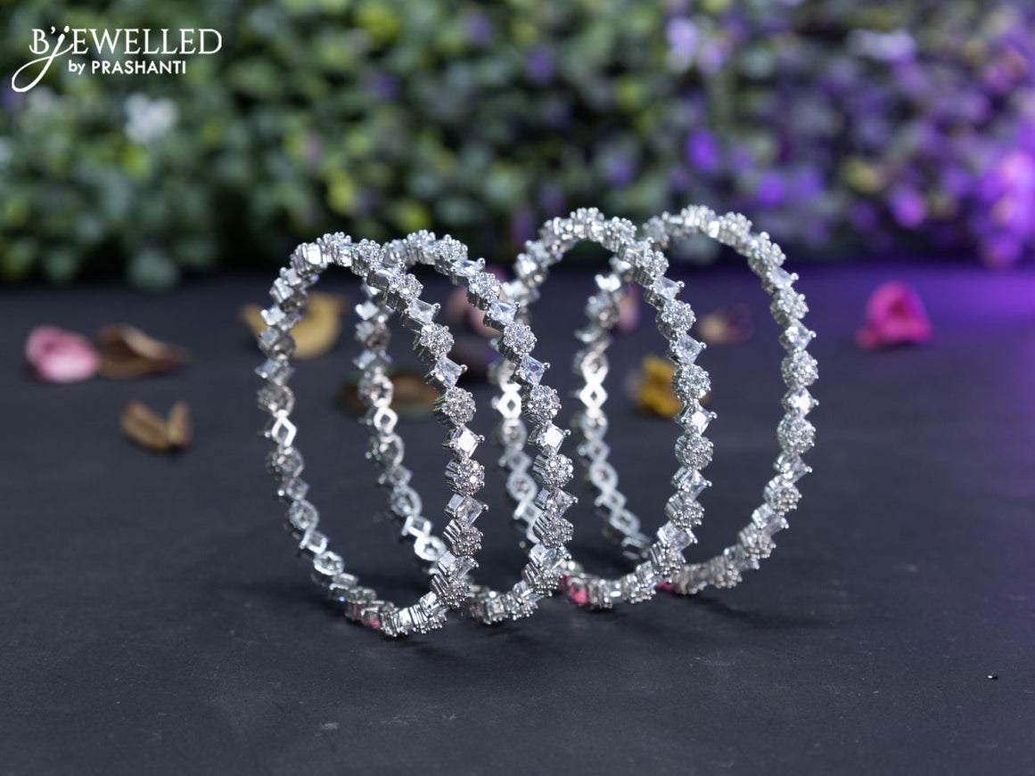 Zircon bangles floral design with cz stones