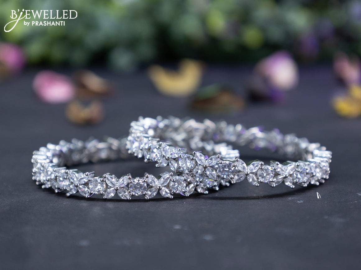 Zircon bangles floral design with cz stones