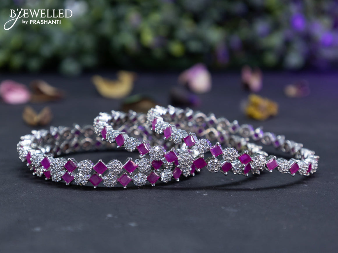 Zircon bangles floral design with ruby and cz stones