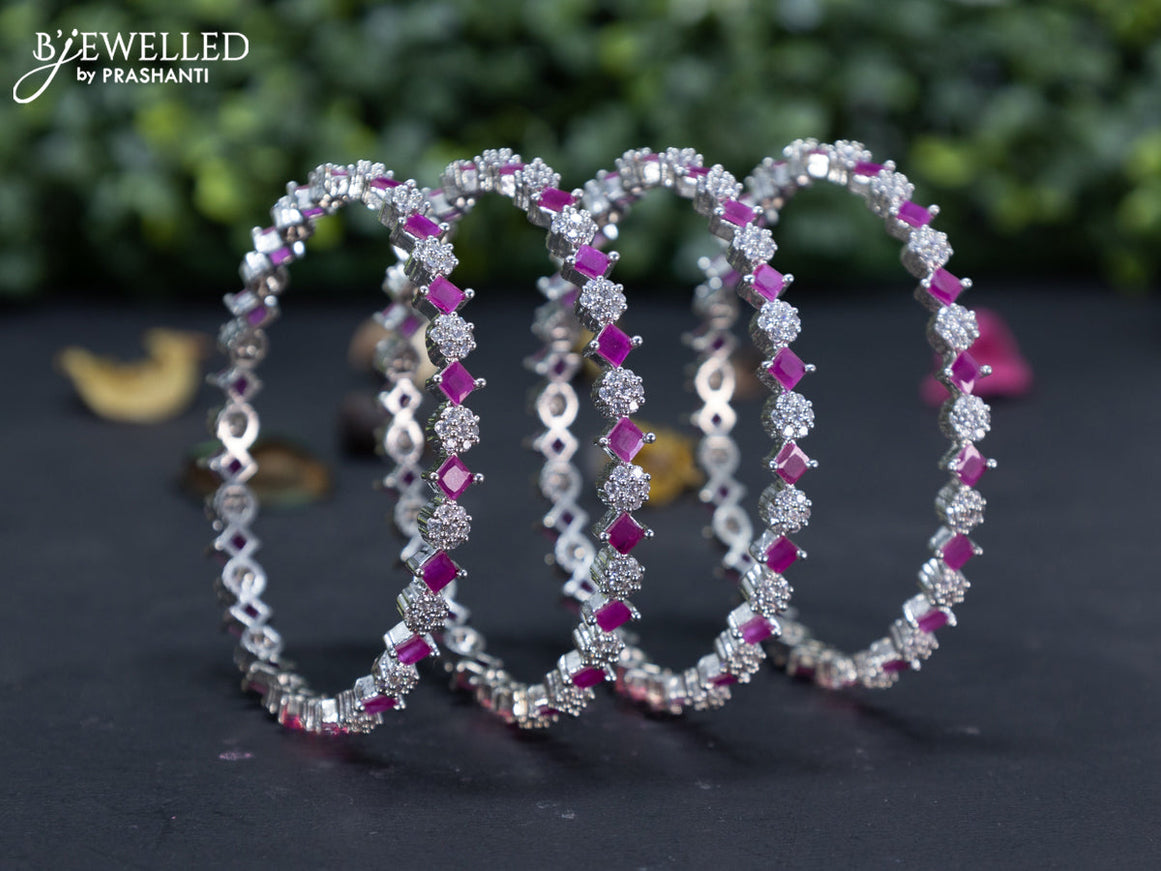 Zircon bangles floral design with ruby and cz stones