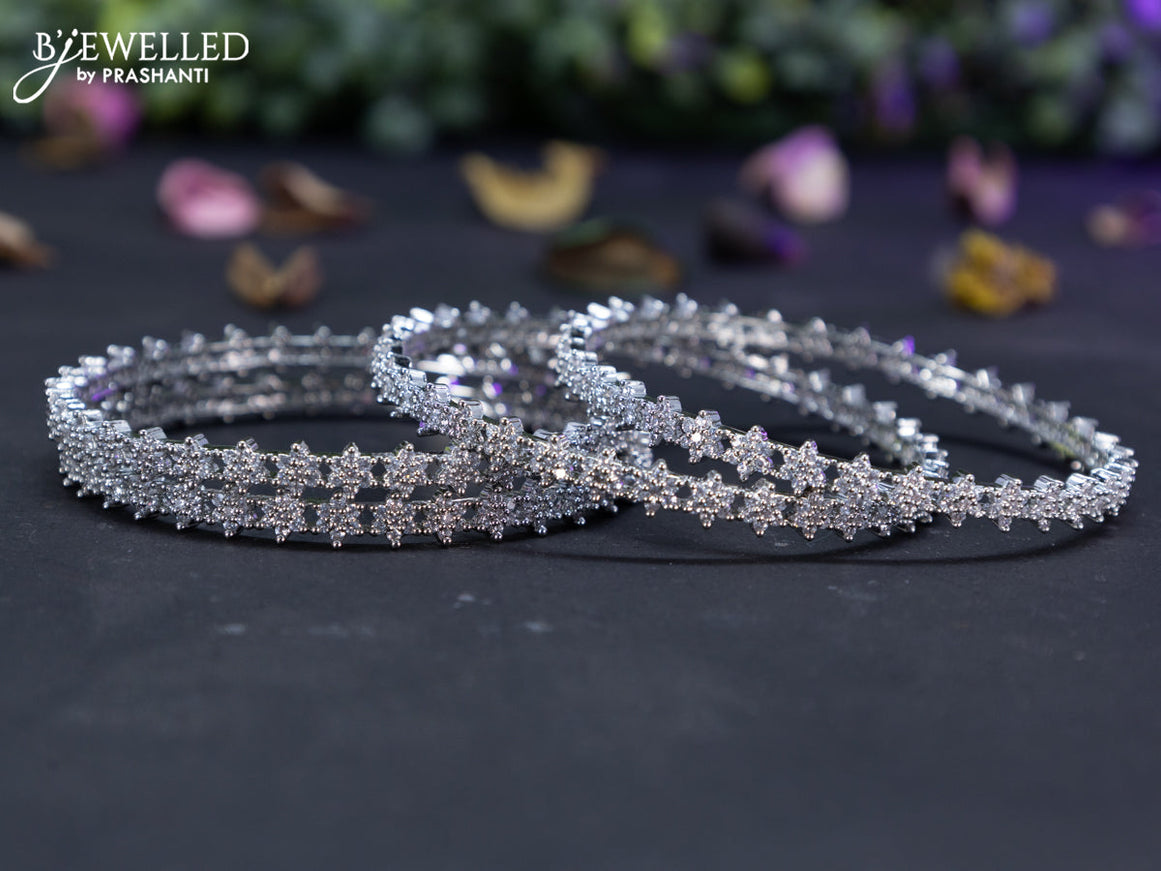 Zircon bangles floral design with cz stones