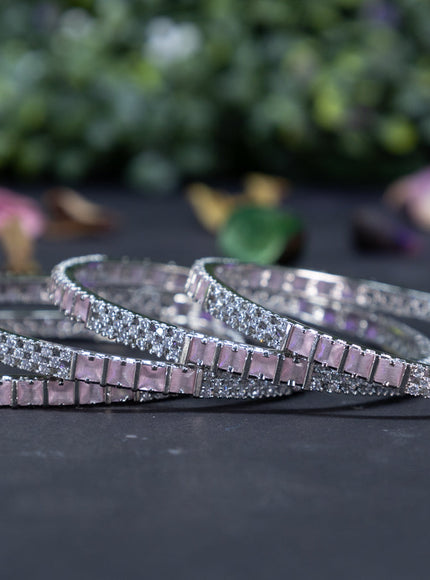 Zircon bangles floral design with baby pink and cz stones