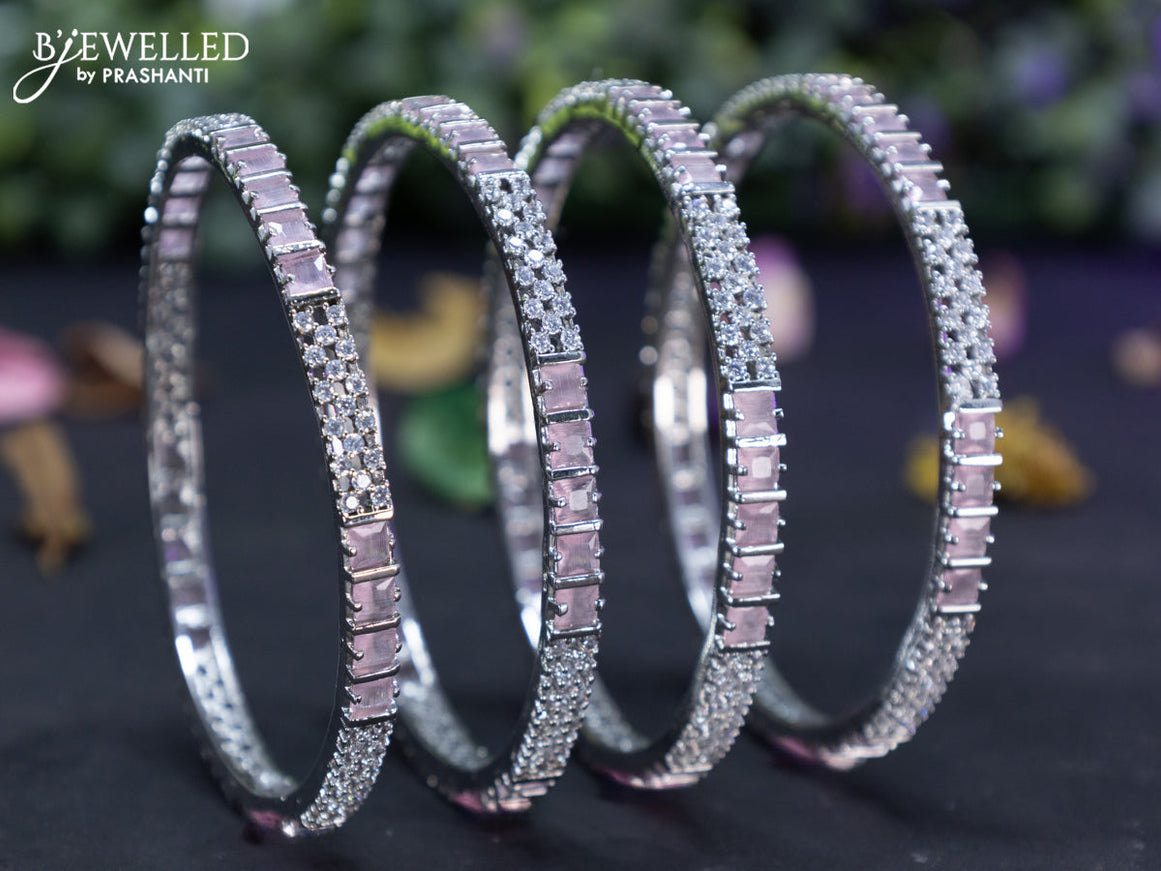 Zircon bangles floral design with baby pink and cz stones