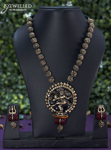 Terracotta rudhraksha necklace with nadarajar pendant