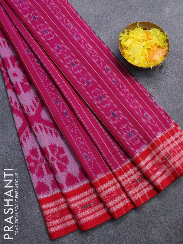 Ikat cotton saree dual shade of purple and red with allover ikat weaves and vidarbha border without blouse