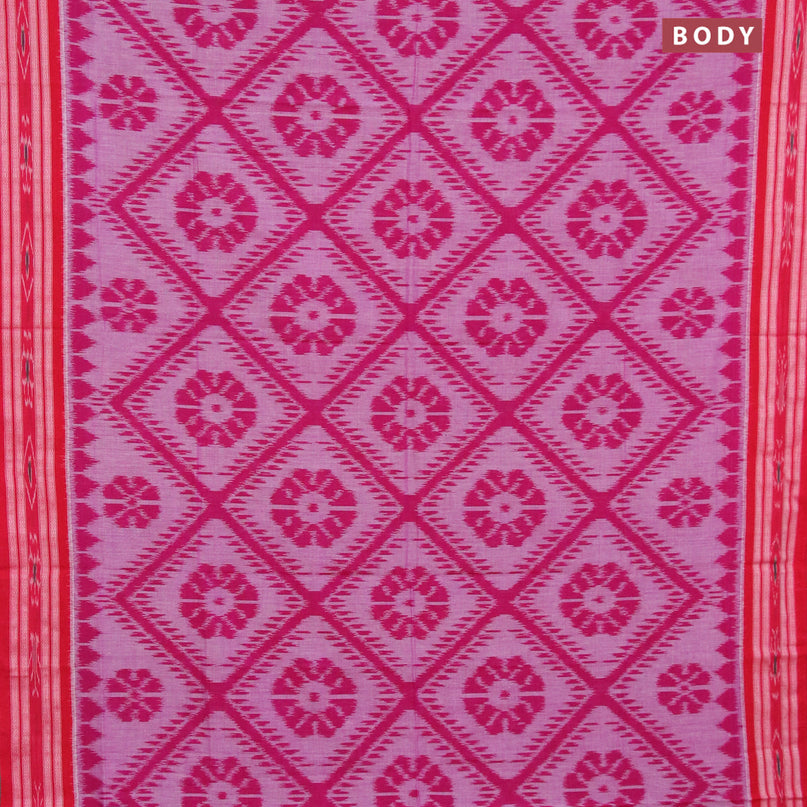 Ikat cotton saree dual shade of purple and red with allover ikat weaves and vidarbha border without blouse