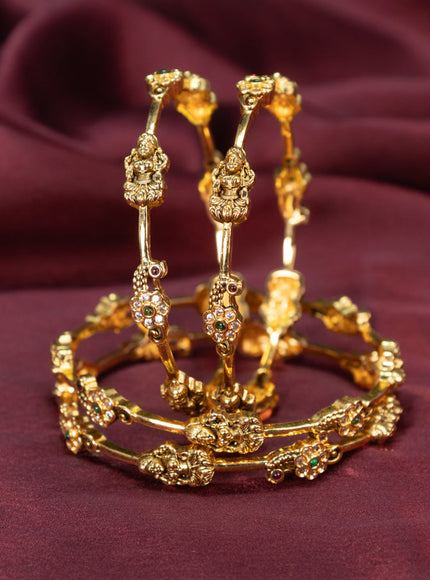 Antique bangle lakshmi design with kemp and cz stones