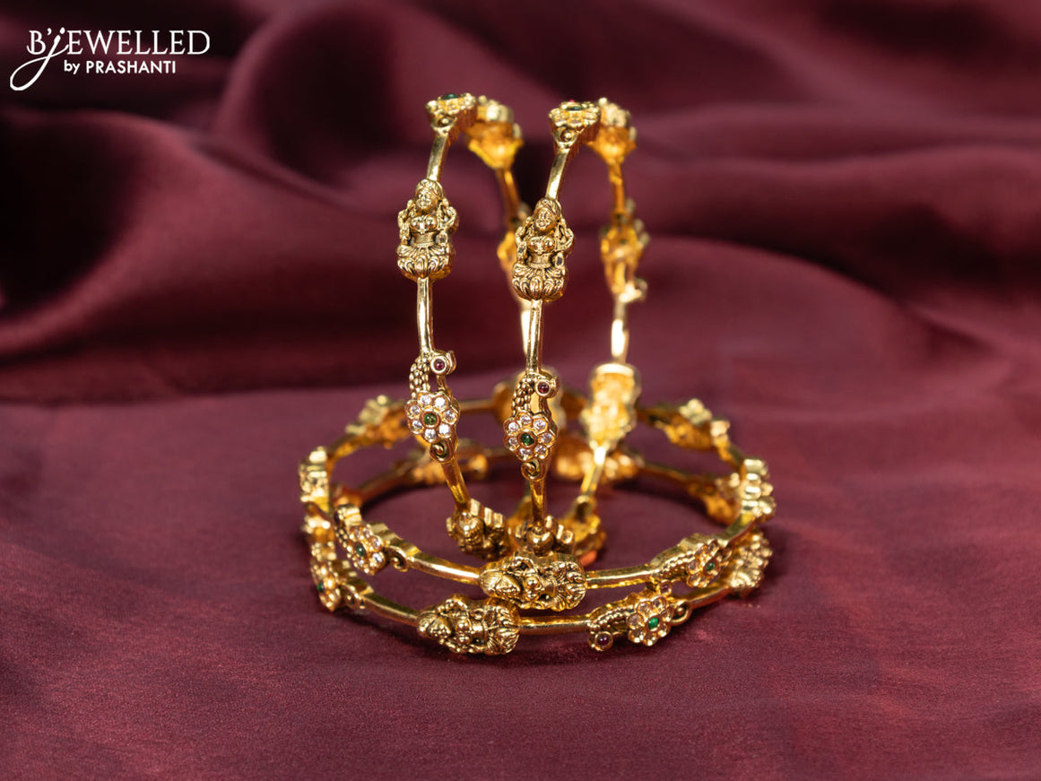 Antique bangle lakshmi design with kemp and cz stones