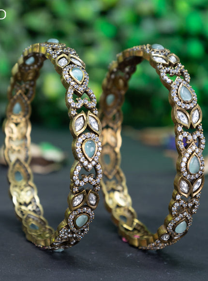 Victorian bangle with mint green and cz stones