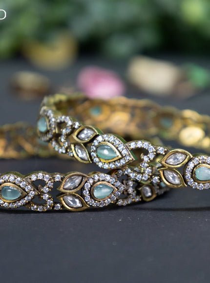 Victorian bangle with mint green and cz stones