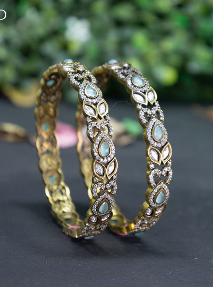 Victorian bangle with mint green and cz stones