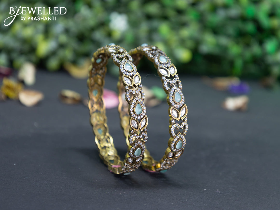 Victorian bangle with mint green and cz stones