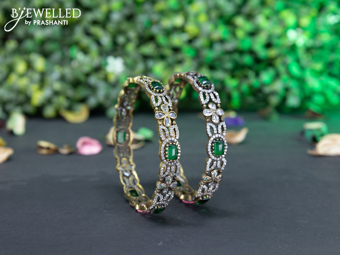 Victorian bangle with emerald and cz stones