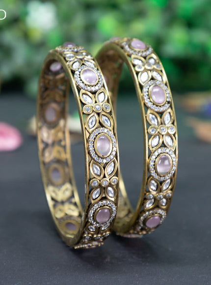 Victorian bangle with baby pink and cz stones