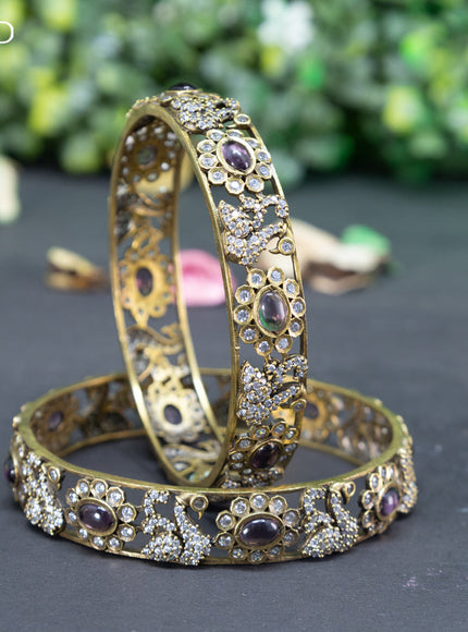 Victorian bangle swan design with violet and cz stones