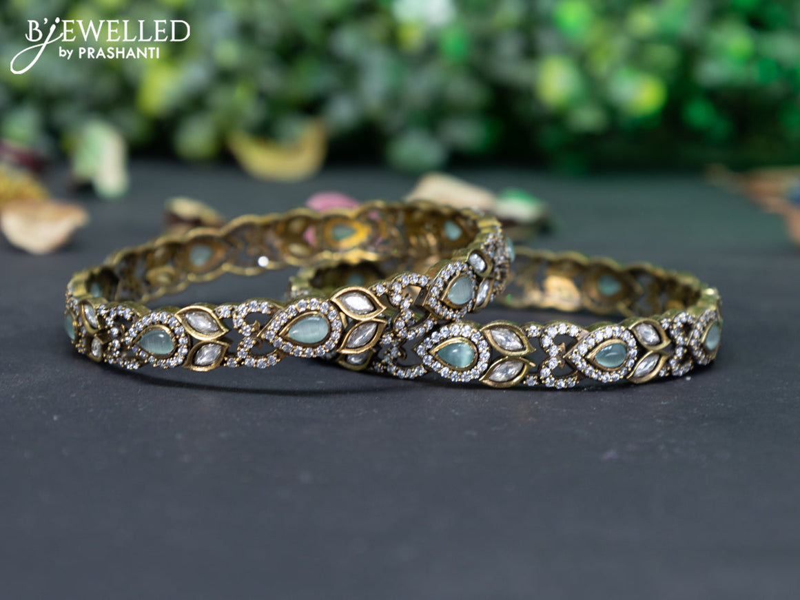 Victorian bangle with mint green and cz stones