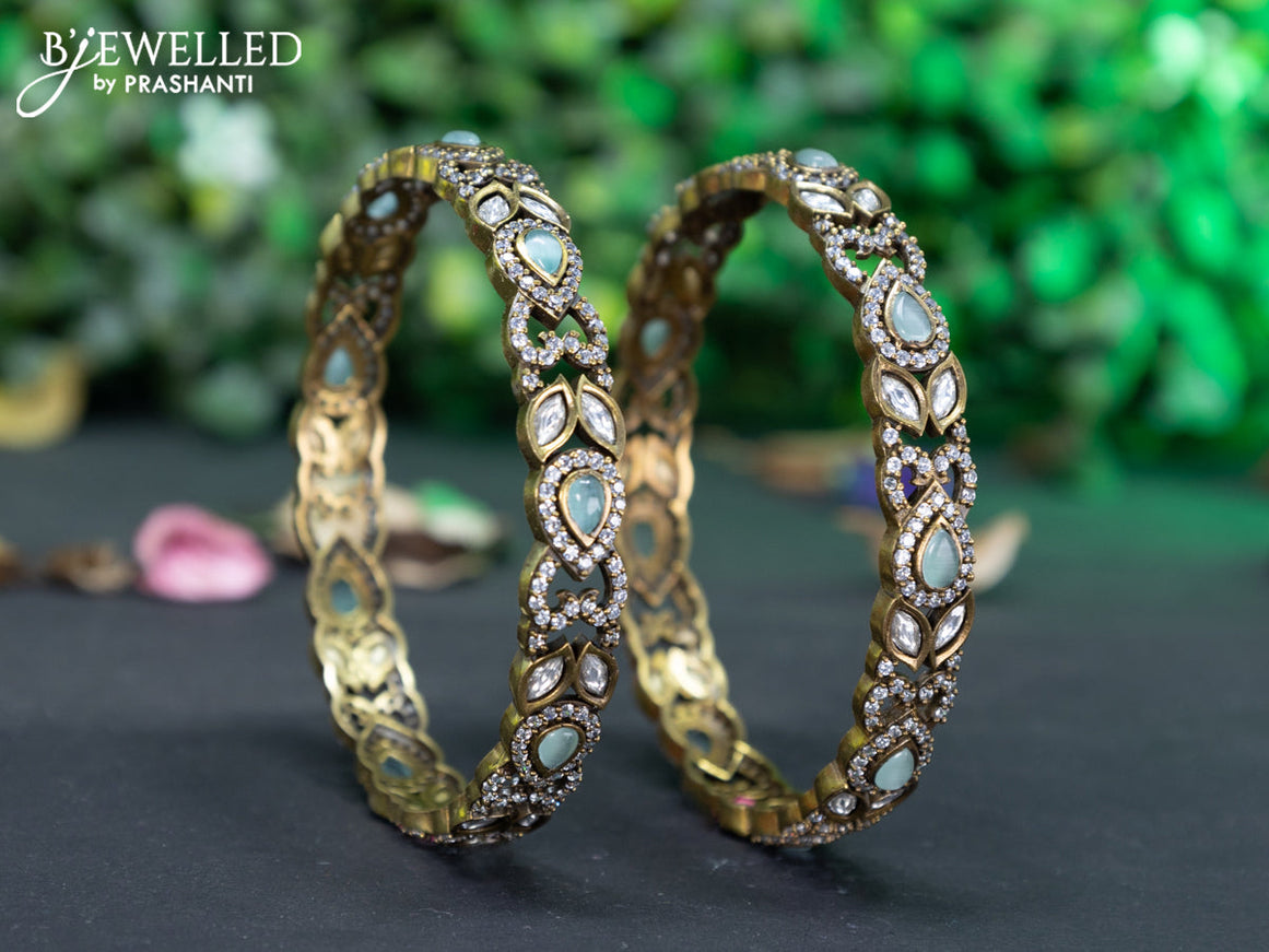 Victorian bangle with mint green and cz stones