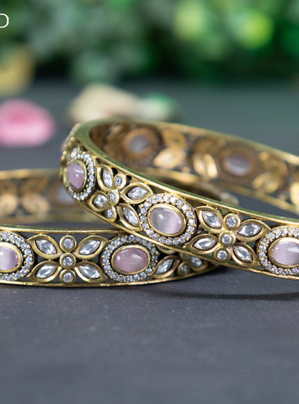 Victorian bangle with baby pink and cz stones