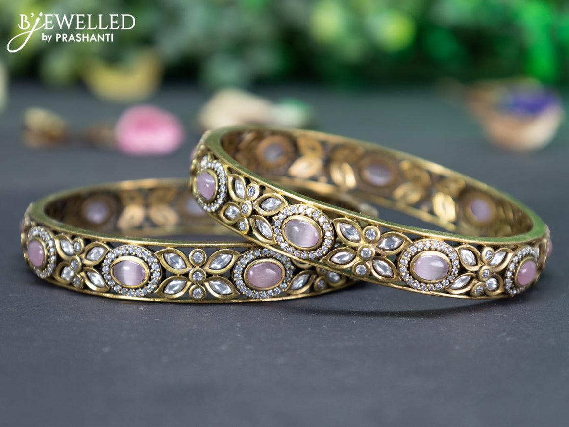 Victorian bangle with baby pink and cz stones