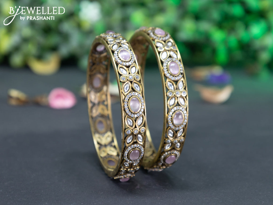 Victorian bangle with baby pink and cz stones