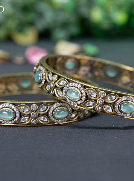 Victorian bangle with mint green and cz stones