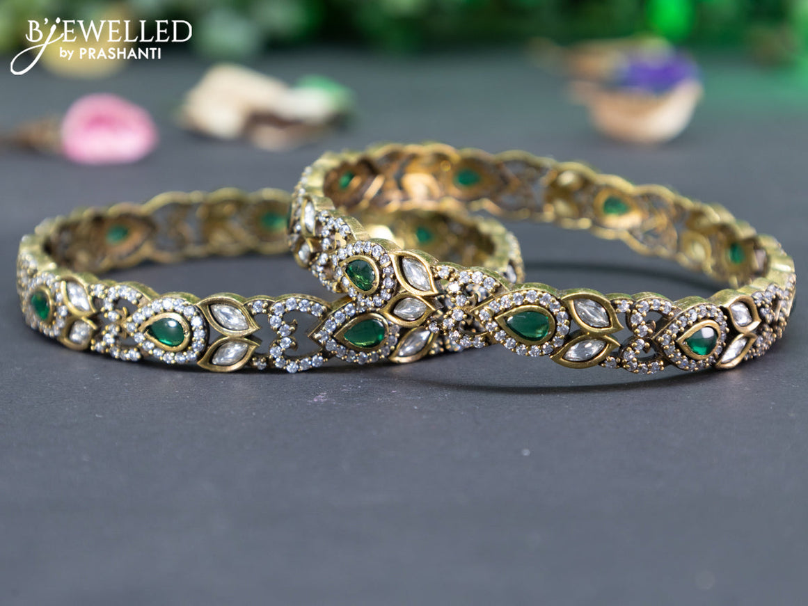 Victorian bangle with emerald and cz stones