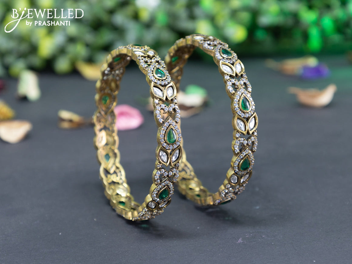 Victorian bangle with emerald and cz stones