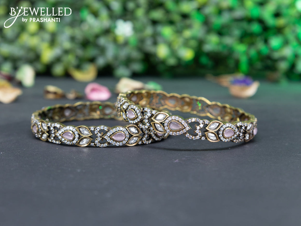 Victorian bangle with baby pink and cz stones