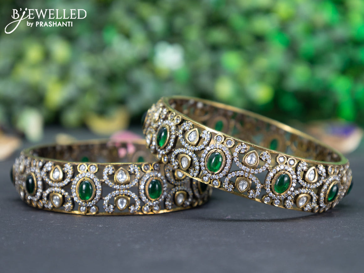 Victorian bangle with emerald and cz stones