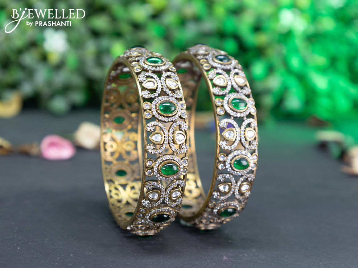 Victorian bangle with emerald and cz stones