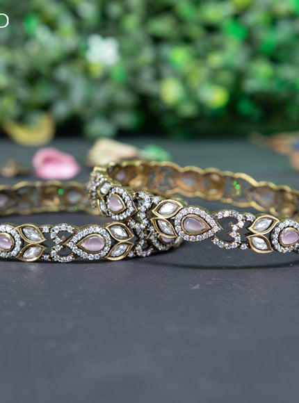 Victorian bangle with baby pink and cz stones