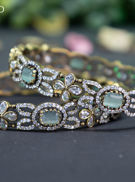 Victorian bangle with mint green and cz stones