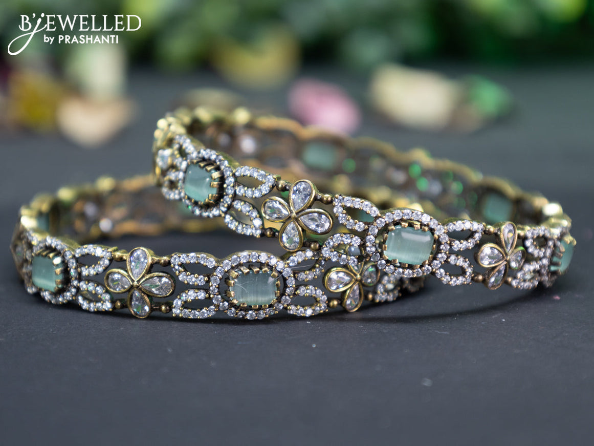 Victorian bangle with mint green and cz stones