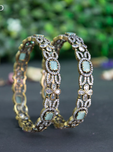 Victorian bangle with mint green and cz stones